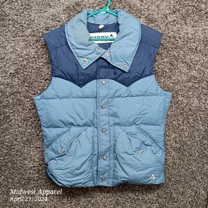 Vintage Gerry Goose Down Puffer Vest Men‎ Medium Blue Snap Close USA Made